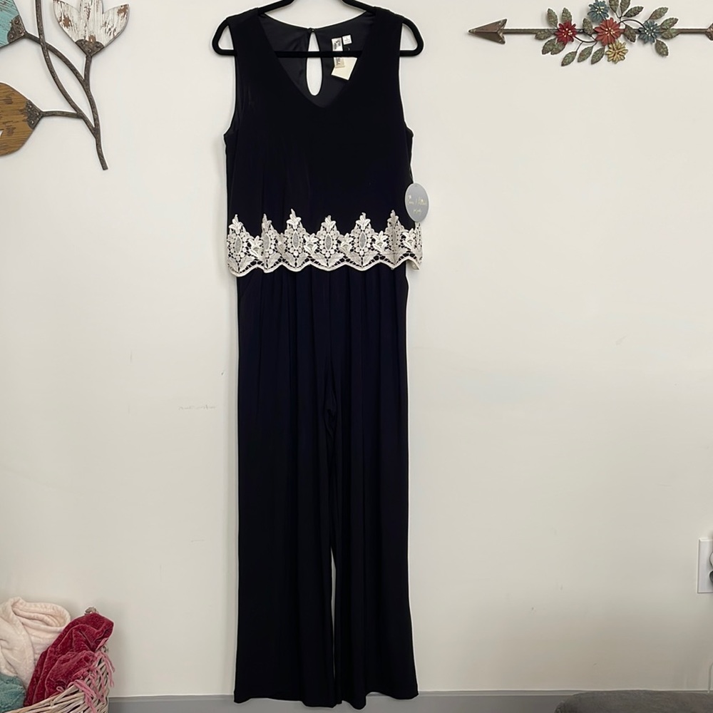 Black with white lace romper